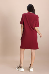 Zivame 2 Mile Fashion Knit Cotton Loungewear Dress - Deep Claret — thumbnail 4